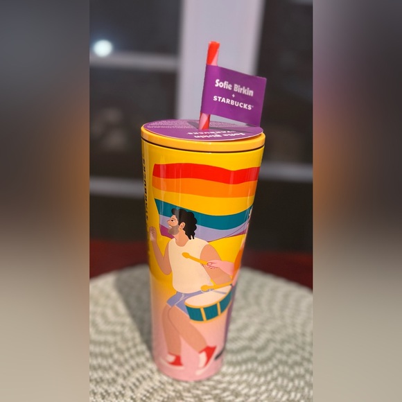 NEW Starbucks Sofie Birkin 2024 Yellow Summer Graphic "Pride Month Tumbler 24 oz - Picture 1 of 12